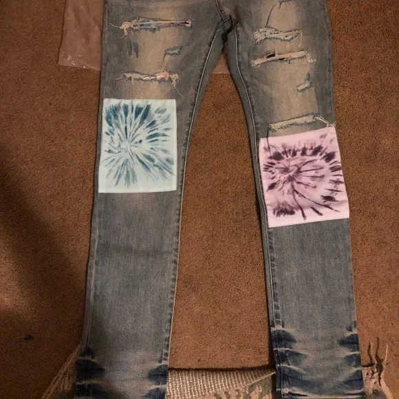 Brand new Amiri art tie dye patch Jeans original indigo - Picture 6 of 7